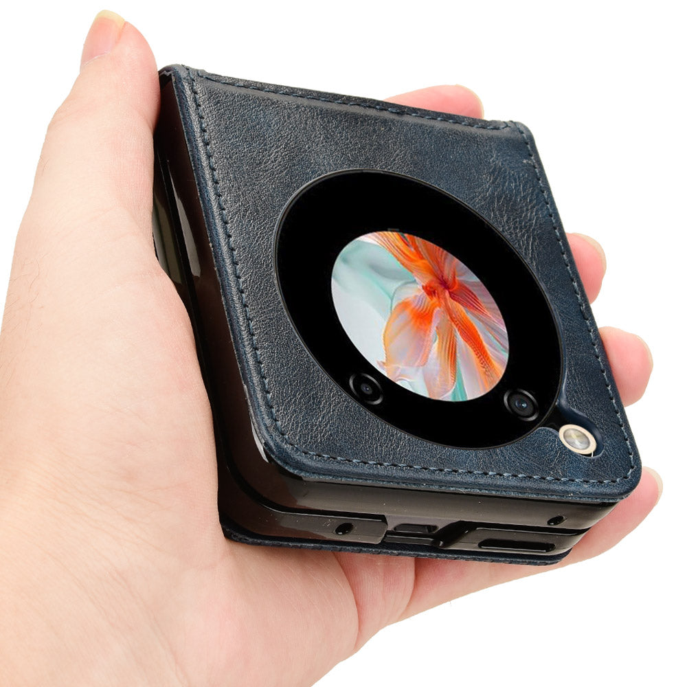 For ZTE nubia Flip 5G / Libero Flip A304ZT Case Card Holder Retro PU Leather Phone Cover - Blue