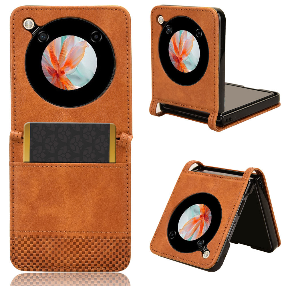 For ZTE nubia Flip 5G / Libero Flip A304ZT Case Card Holder Retro PU Leather Phone Cover - Brown