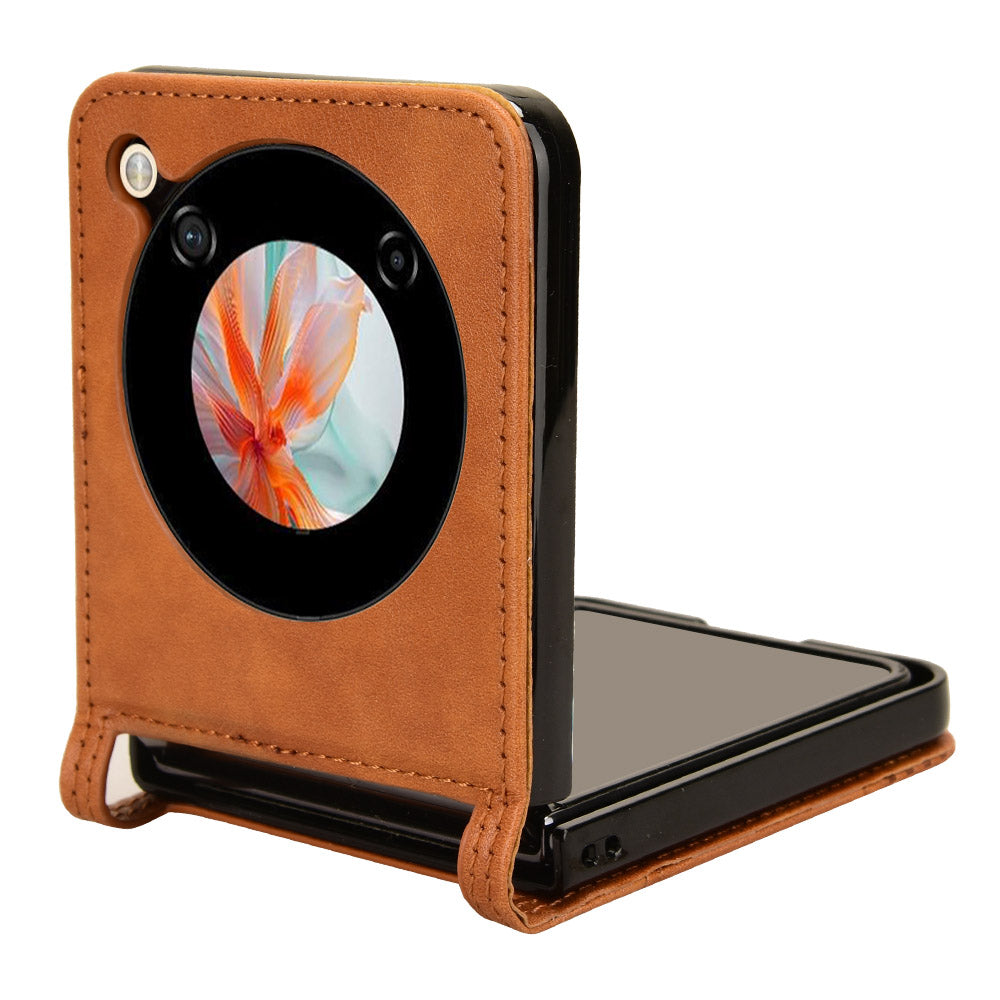 For ZTE nubia Flip 5G / Libero Flip A304ZT Case Card Holder Retro PU Leather Phone Cover - Brown