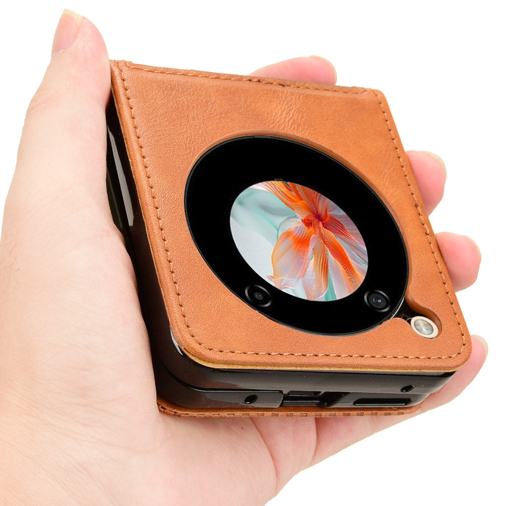 For ZTE nubia Flip 5G / Libero Flip A304ZT Case Card Holder Retro PU Leather Phone Cover - Brown