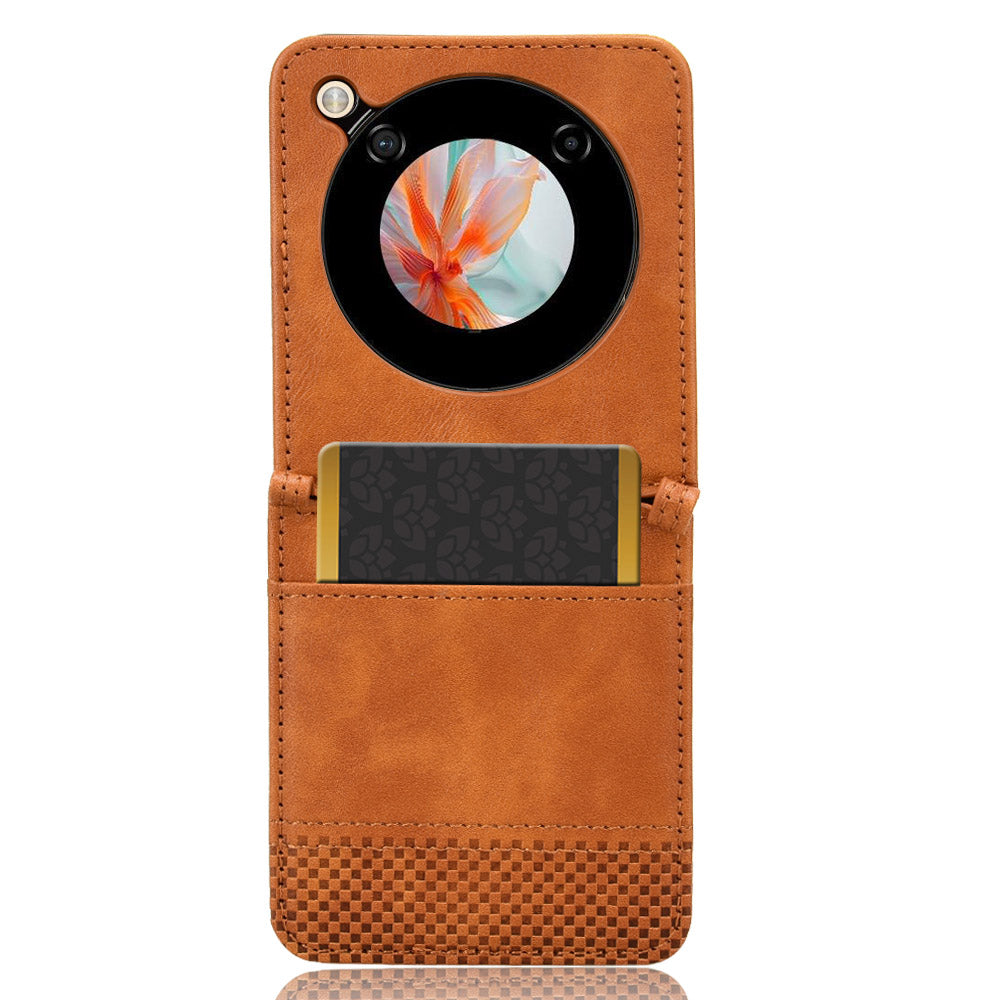 For ZTE nubia Flip 5G / Libero Flip A304ZT Case Card Holder Retro PU Leather Phone Cover - Brown