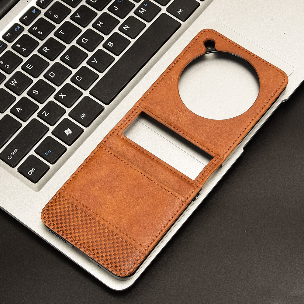 For ZTE nubia Flip 5G / Libero Flip A304ZT Case Card Holder Retro PU Leather Phone Cover - Brown