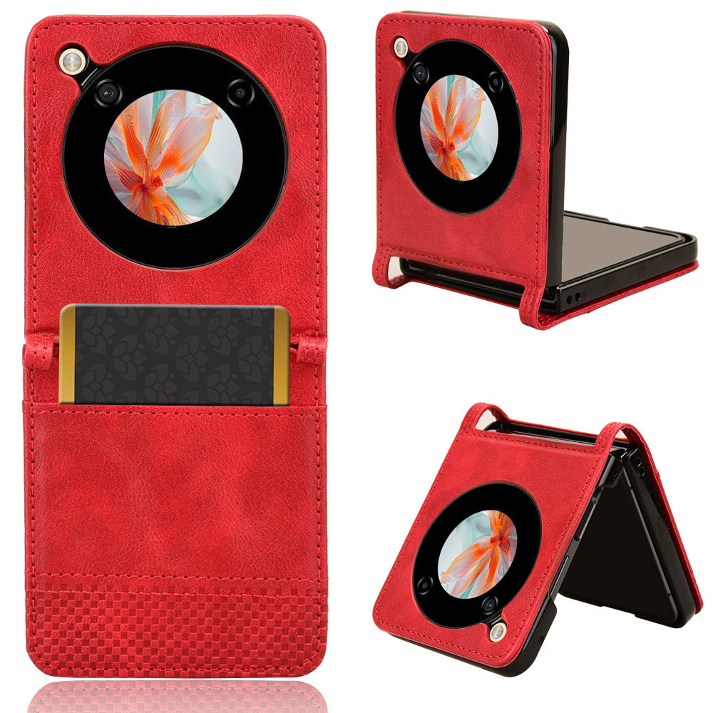 For ZTE nubia Flip 5G / Libero Flip A304ZT Case Card Holder Retro PU Leather Phone Cover - Red