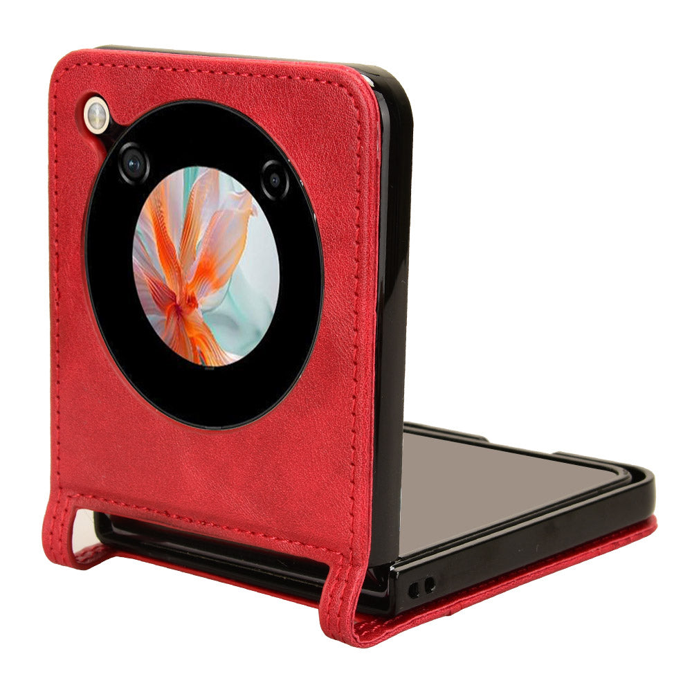 For ZTE nubia Flip 5G / Libero Flip A304ZT Case Card Holder Retro PU Leather Phone Cover - Red
