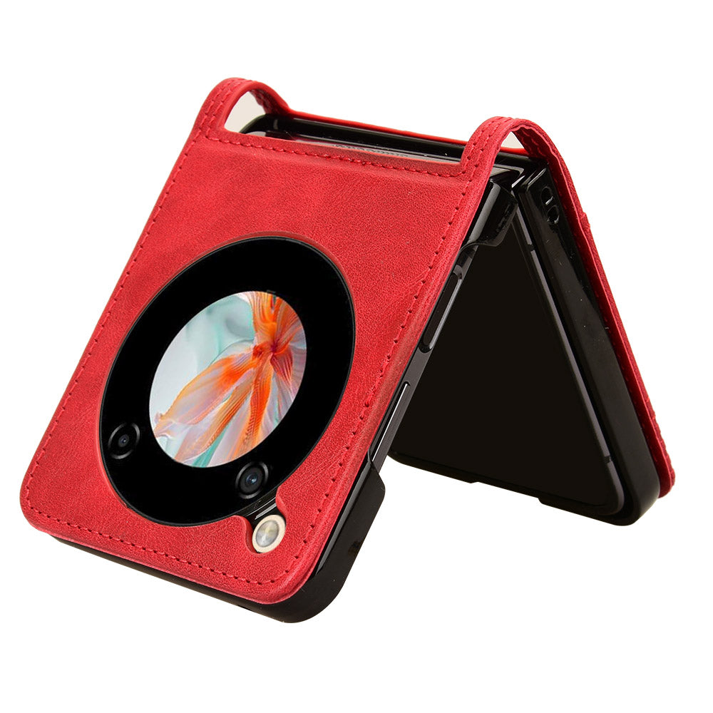 For ZTE nubia Flip 5G / Libero Flip A304ZT Case Card Holder Retro PU Leather Phone Cover - Red