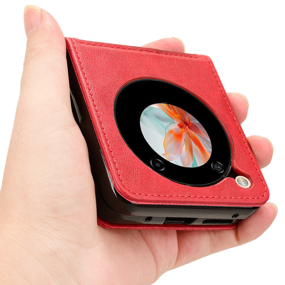 For ZTE nubia Flip 5G / Libero Flip A304ZT Case Card Holder Retro PU Leather Phone Cover - Red