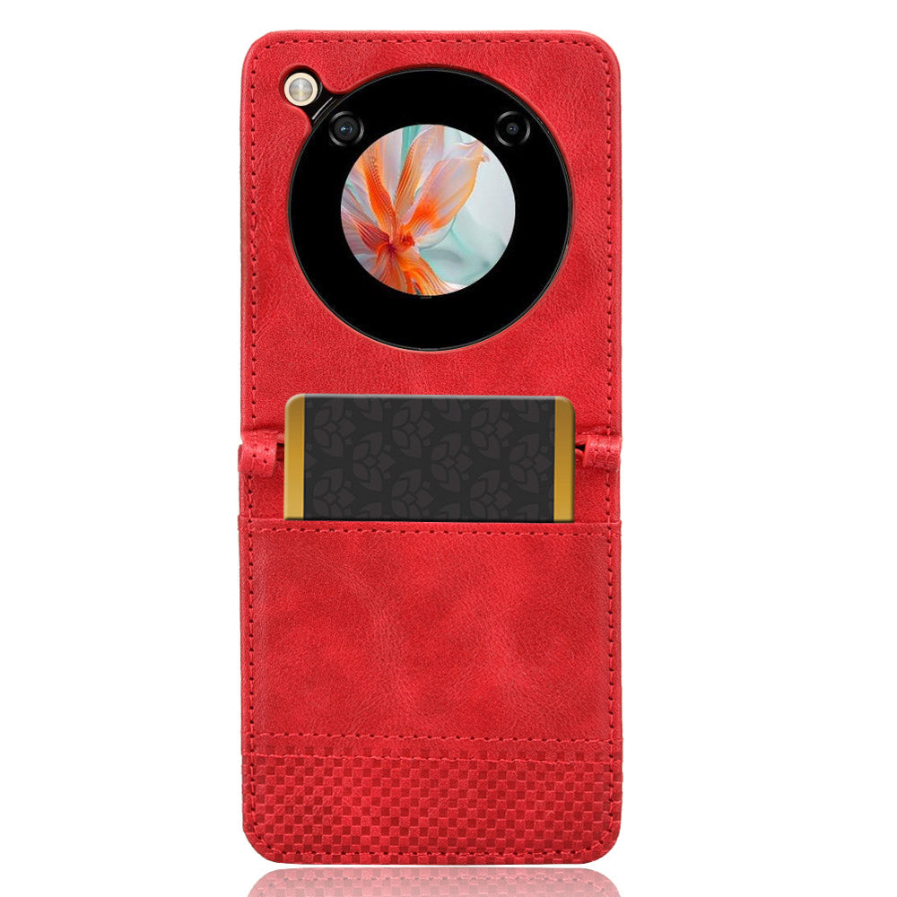 For ZTE nubia Flip 5G / Libero Flip A304ZT Case Card Holder Retro PU Leather Phone Cover - Red