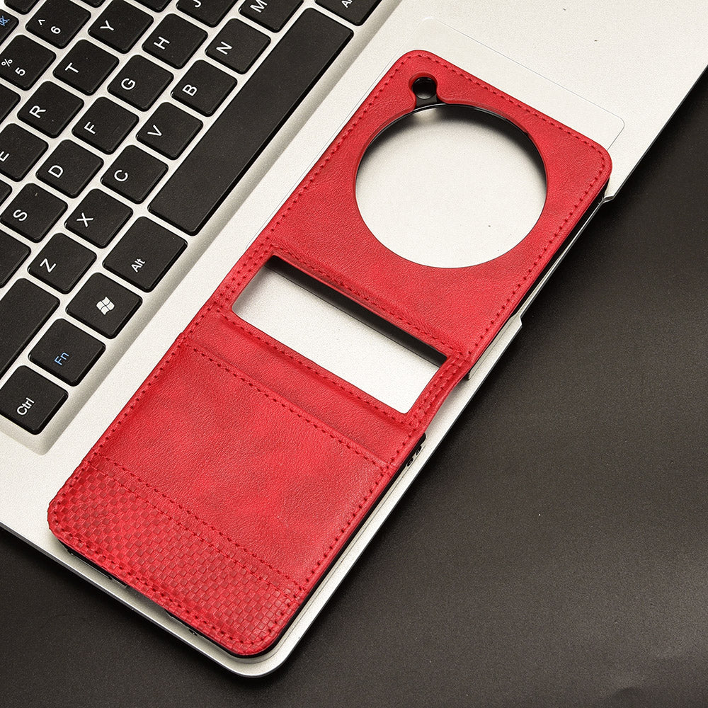 For ZTE nubia Flip 5G / Libero Flip A304ZT Case Card Holder Retro PU Leather Phone Cover - Red