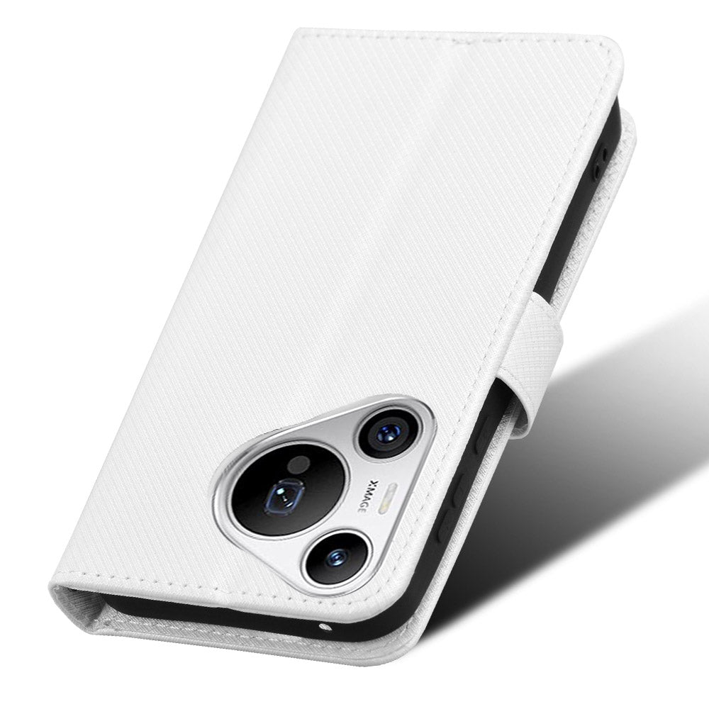 For Huawei Pura 70 Wholesale Phone Case Diamond Texture Leather Stand Wallet Cover - White