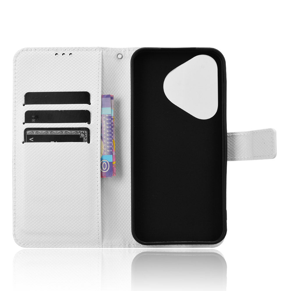 For Huawei Pura 70 Wholesale Phone Case Diamond Texture Leather Stand Wallet Cover - White