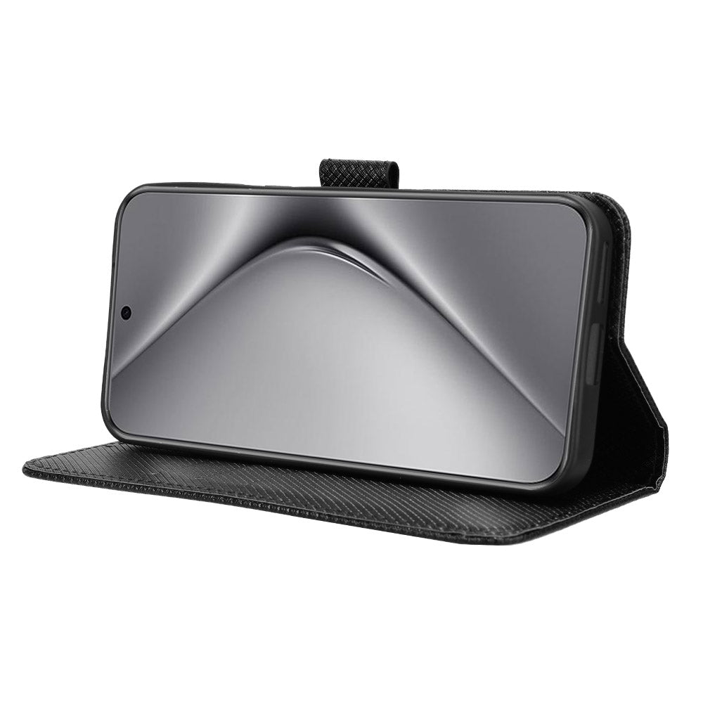 For Huawei Pura 70 Wholesale Phone Case Diamond Texture Leather Stand Wallet Cover - Black