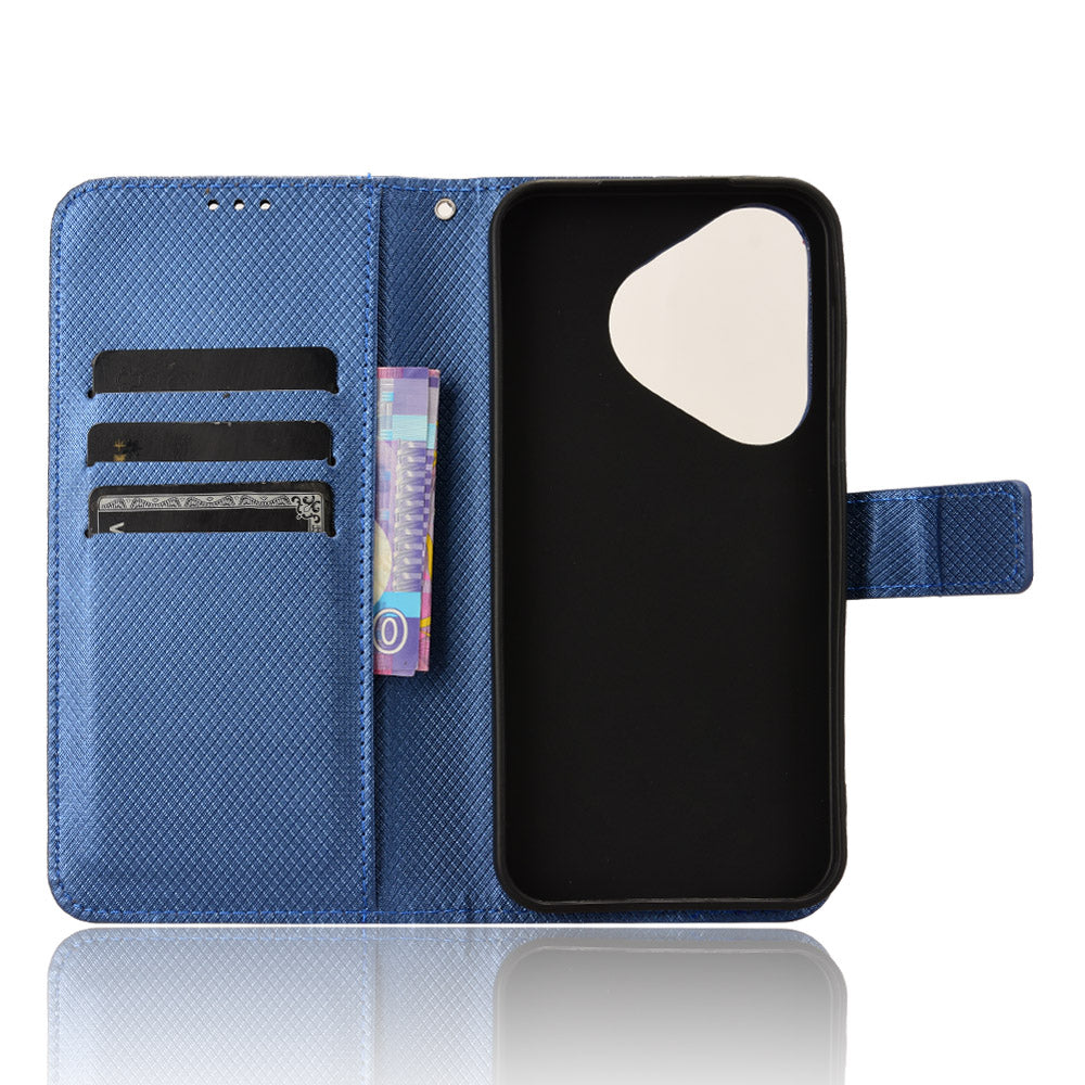 For Huawei Pura 70 Wholesale Phone Case Diamond Texture Leather Stand Wallet Cover - Blue