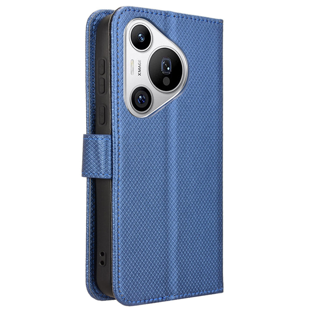 For Huawei Pura 70 Wholesale Phone Case Diamond Texture Leather Stand Wallet Cover - Blue