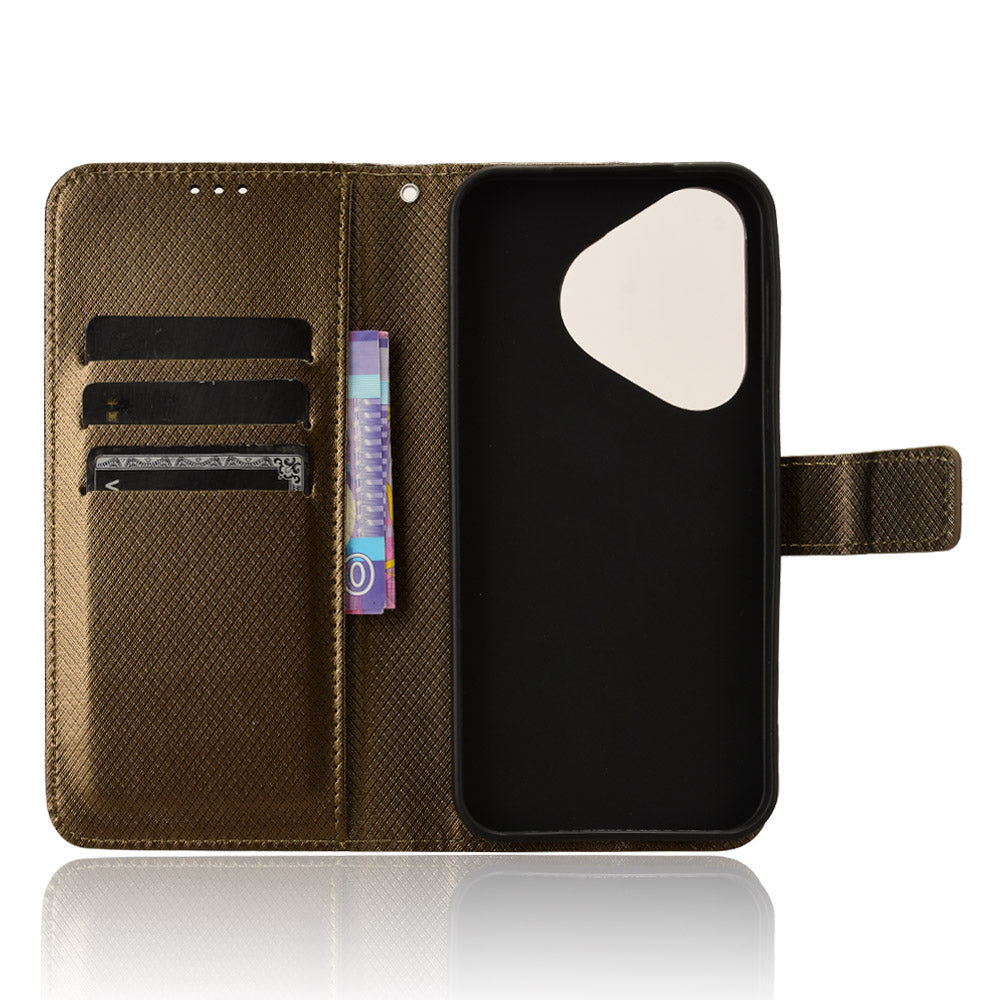 For Huawei Pura 70 Wholesale Phone Case Diamond Texture Leather Stand Wallet Cover - Brown