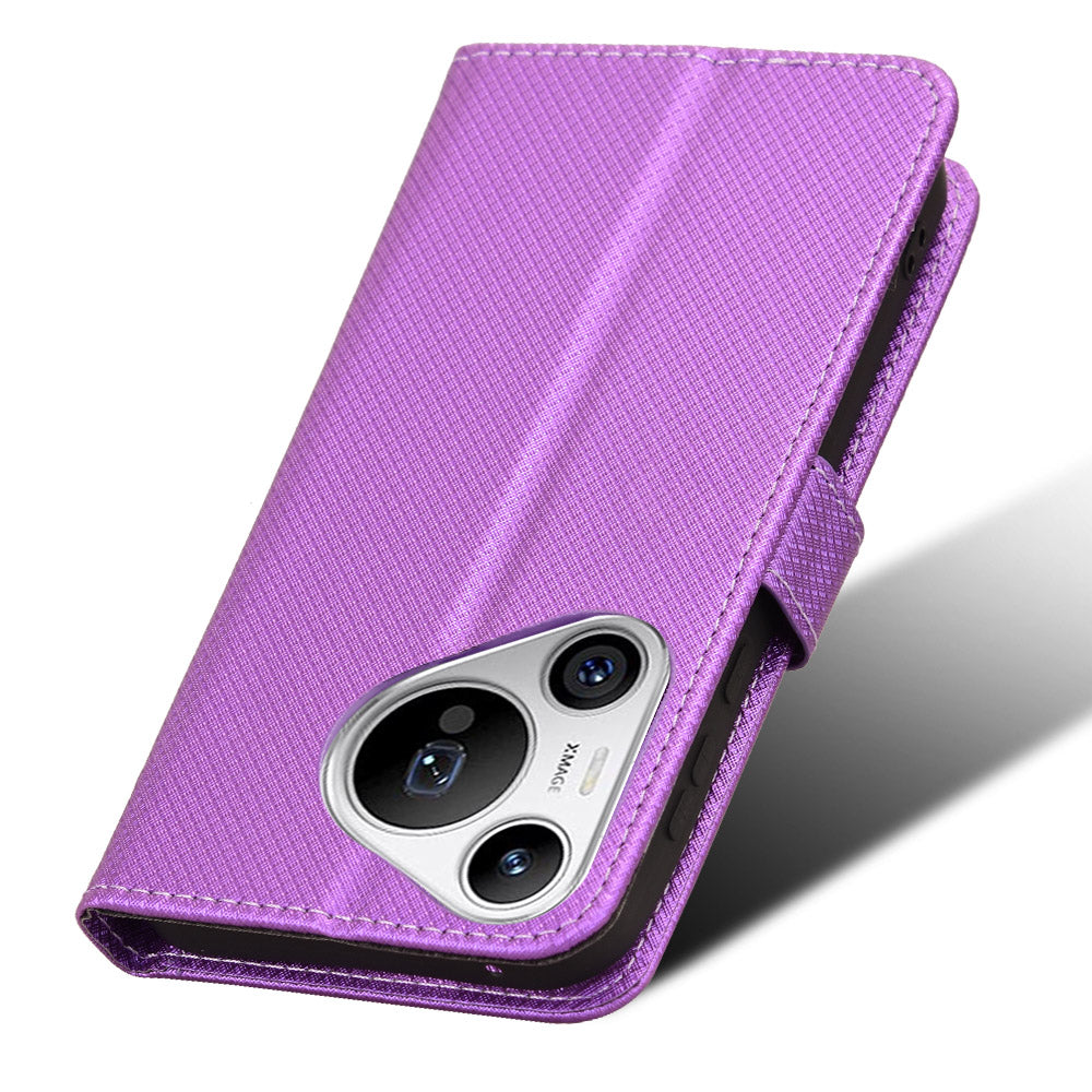 For Huawei Pura 70 Wholesale Phone Case Diamond Texture Leather Stand Wallet Cover - Purple