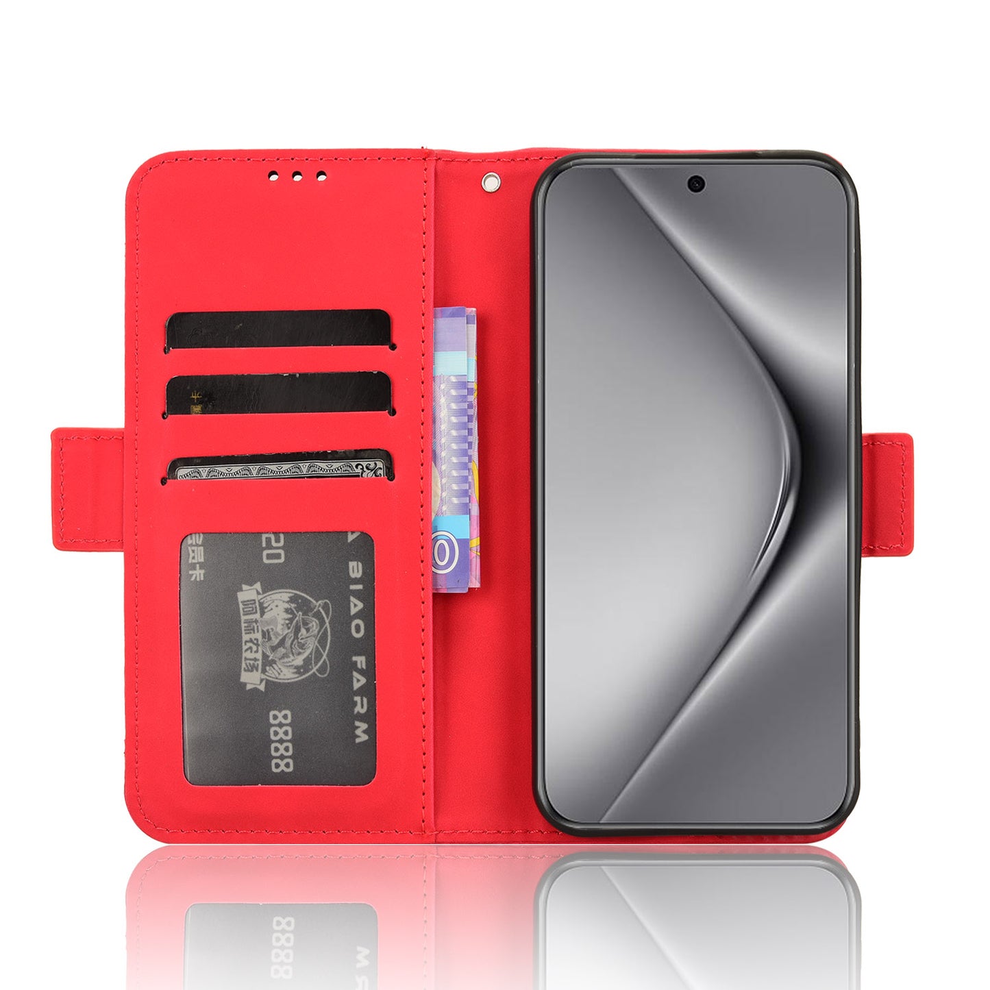 For Huawei Pura 70 Leather Case Multiple Card Slots Mobile Phone Cover Wholesale - Red