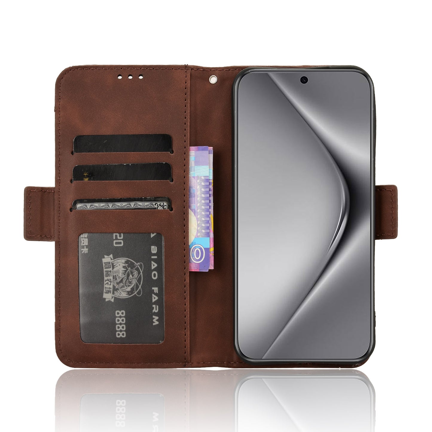 For Huawei Pura 70 Leather Case Multiple Card Slots Mobile Phone Cover Wholesale - Brown