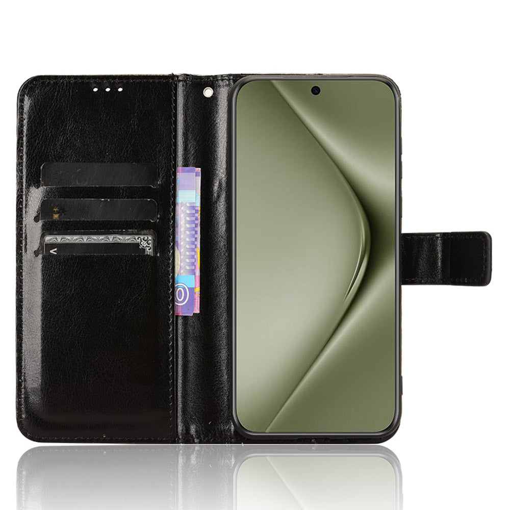 For Huawei Pura 70 Pro / 70 Pro+ / 70 Ultra Leather Case Crazy Horse Texture Wallet Phone Cover - Black