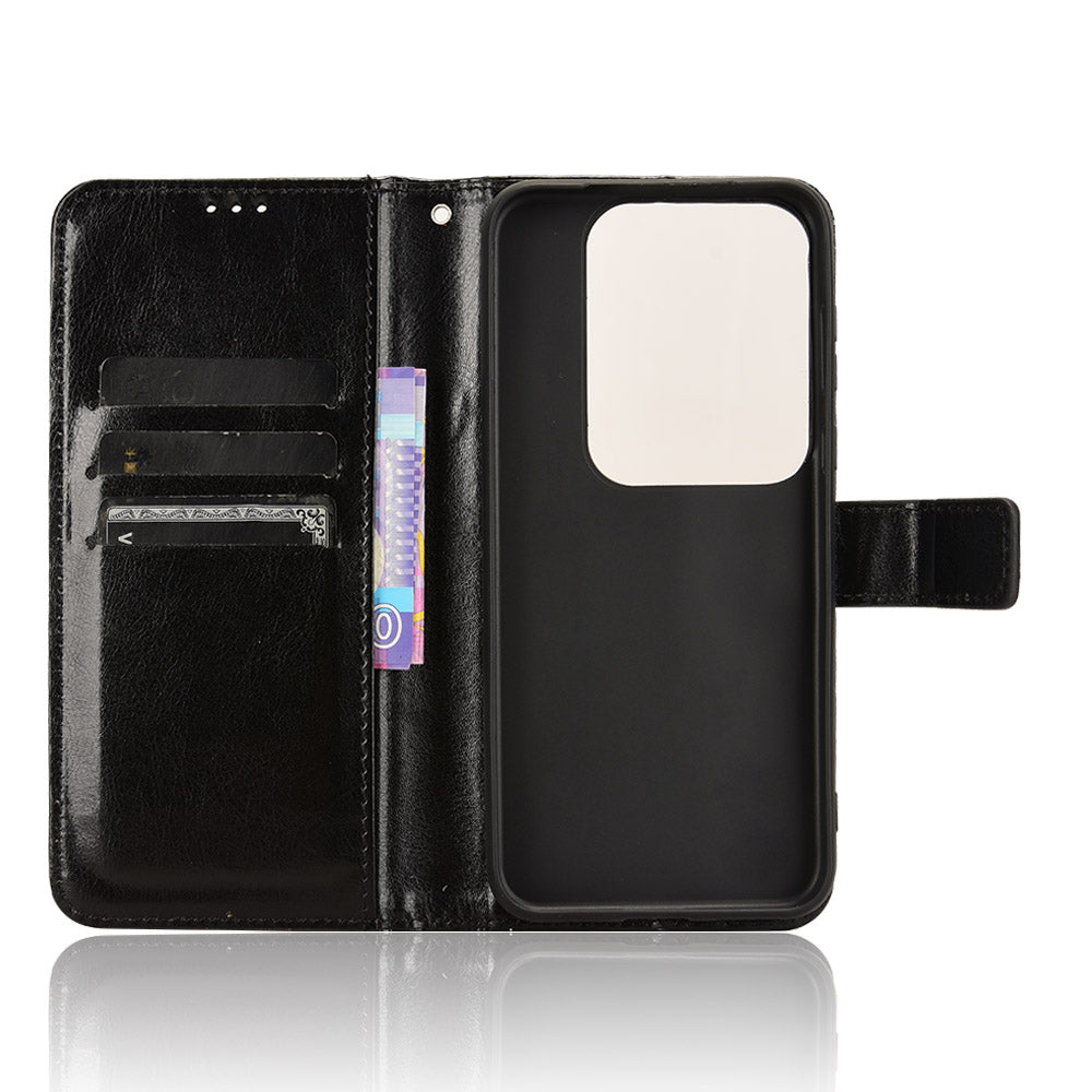 For Huawei Pura 70 Pro / 70 Pro+ / 70 Ultra Leather Case Crazy Horse Texture Wallet Phone Cover - Black