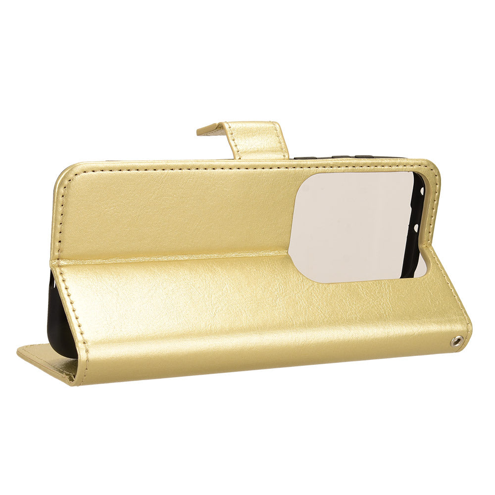 For Huawei Pura 70 Pro / 70 Pro+ / 70 Ultra Leather Case Crazy Horse Texture Wallet Phone Cover - Gold