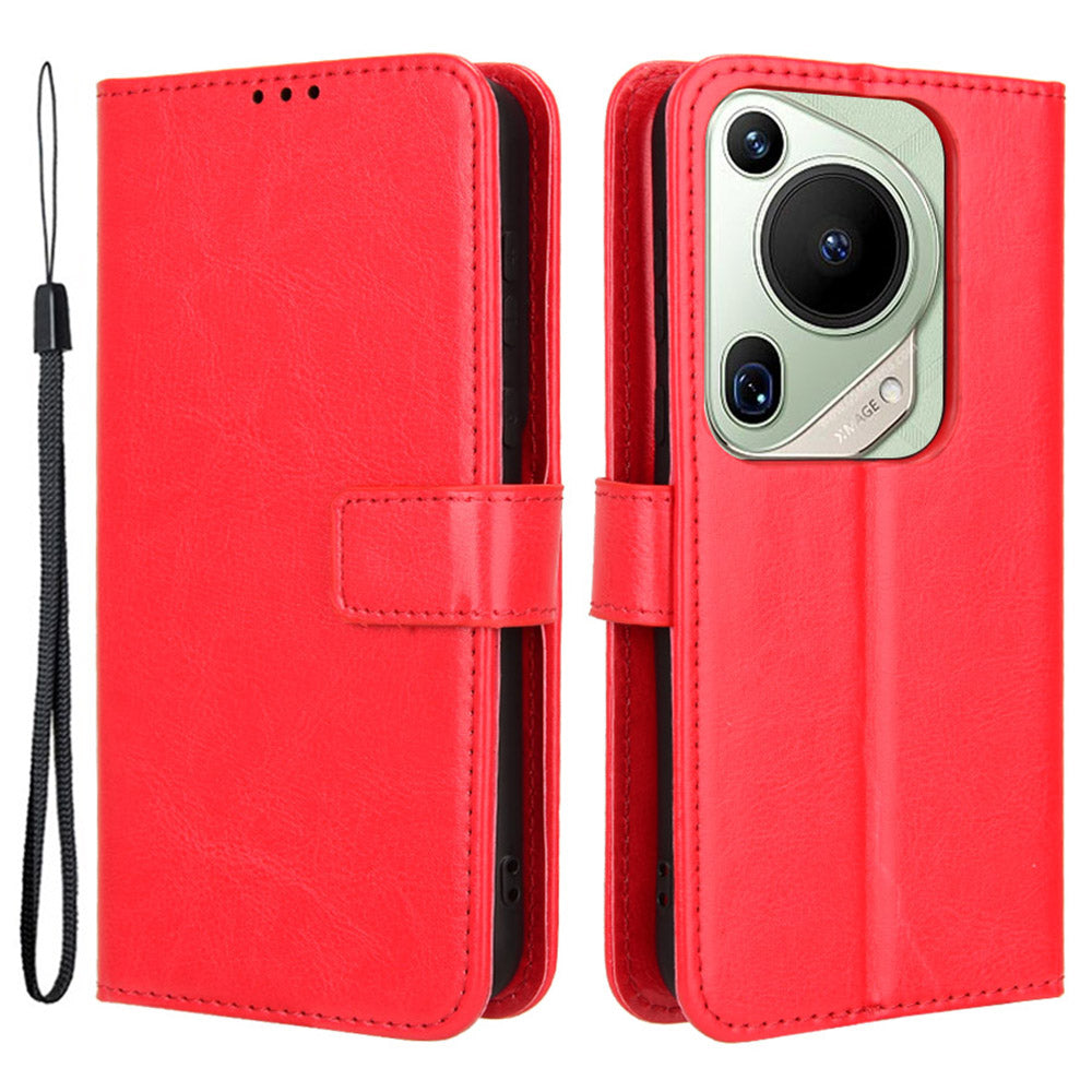 For Huawei Pura 70 Pro / 70 Pro+ / 70 Ultra Leather Case Crazy Horse Texture Wallet Phone Cover - Red