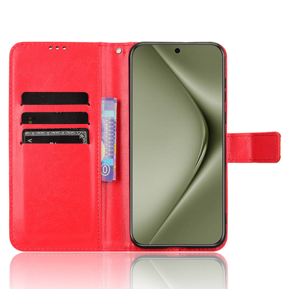 For Huawei Pura 70 Pro / 70 Pro+ / 70 Ultra Leather Case Crazy Horse Texture Wallet Phone Cover - Red