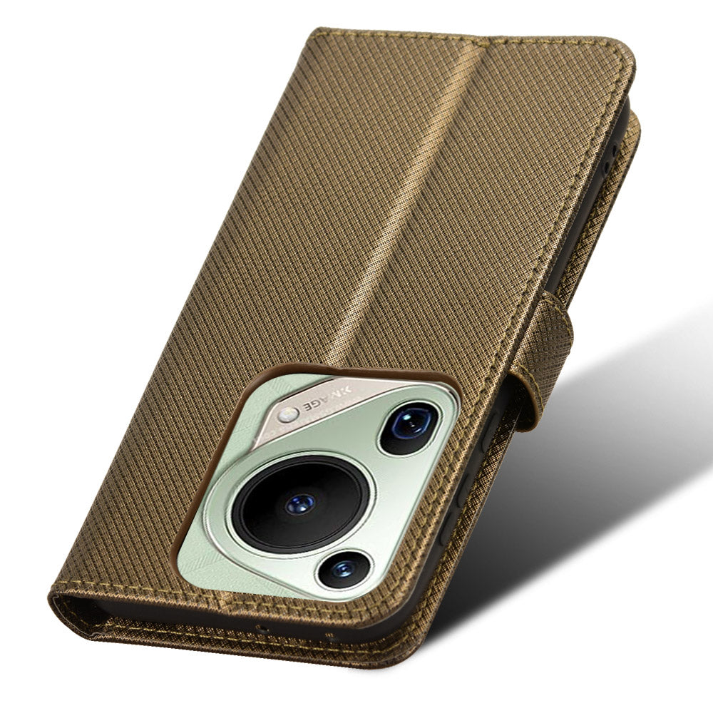 For Huawei Pura 70 Pro / 70 Pro+ / 70 Ultra Case Diamond Texture Phone Leather Cover - Brown