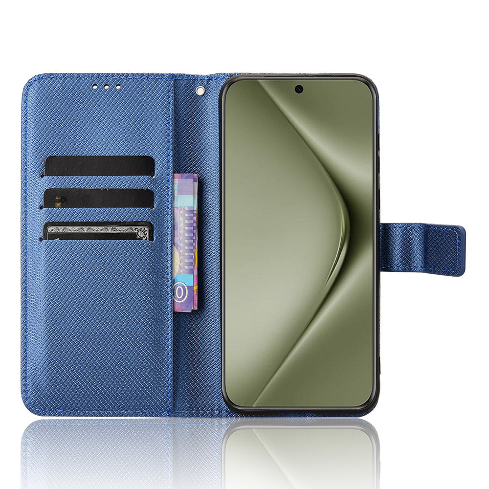For Huawei Pura 70 Pro / 70 Pro+ / 70 Ultra Case Diamond Texture Phone Leather Cover - Blue