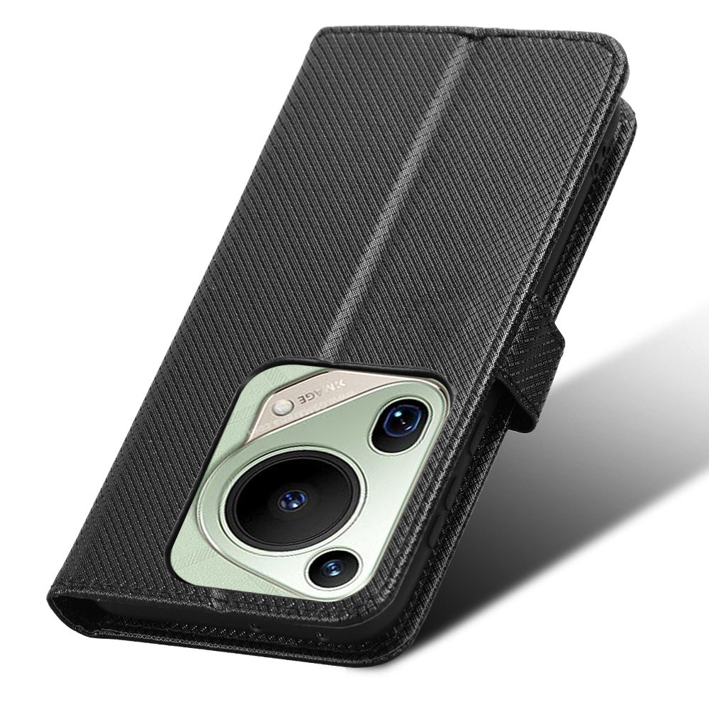 For Huawei Pura 70 Pro / 70 Pro+ / 70 Ultra Case Diamond Texture Phone Leather Cover - Black