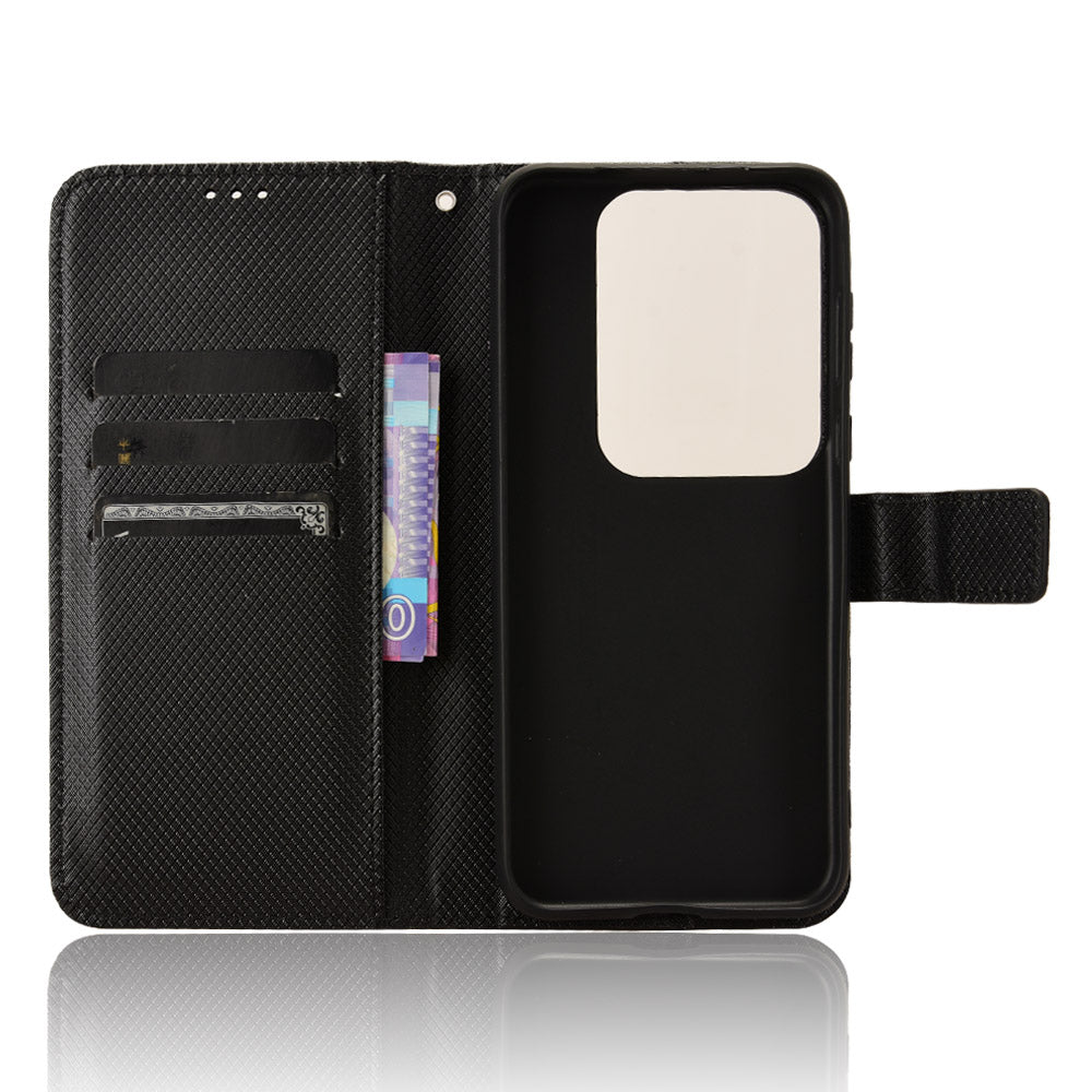 For Huawei Pura 70 Pro / 70 Pro+ / 70 Ultra Case Diamond Texture Phone Leather Cover - Black