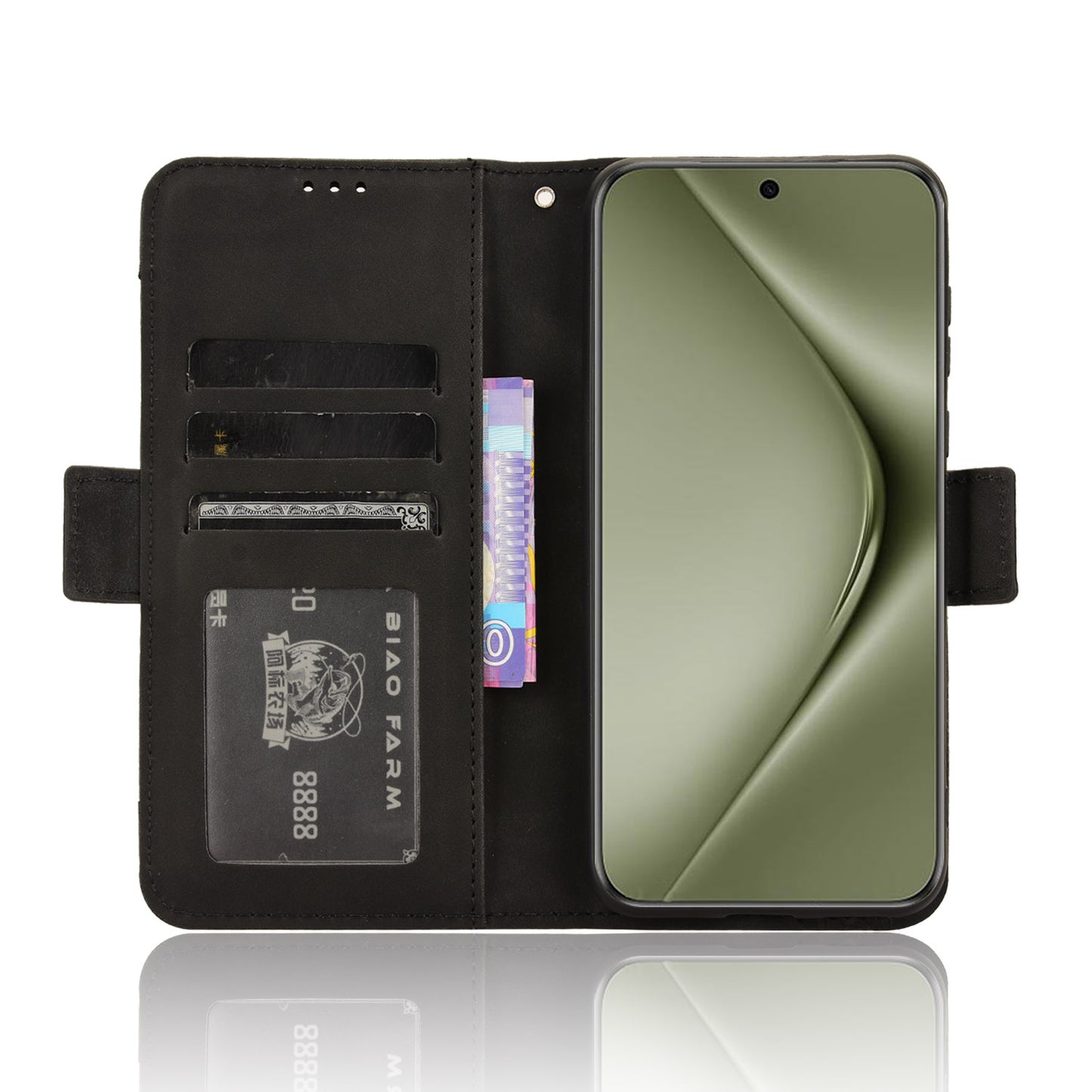 For Huawei Pura 70 Pro / 70 Pro+ / 70 Ultra Leather Case Multiple Card Slots Phone Cover - Black