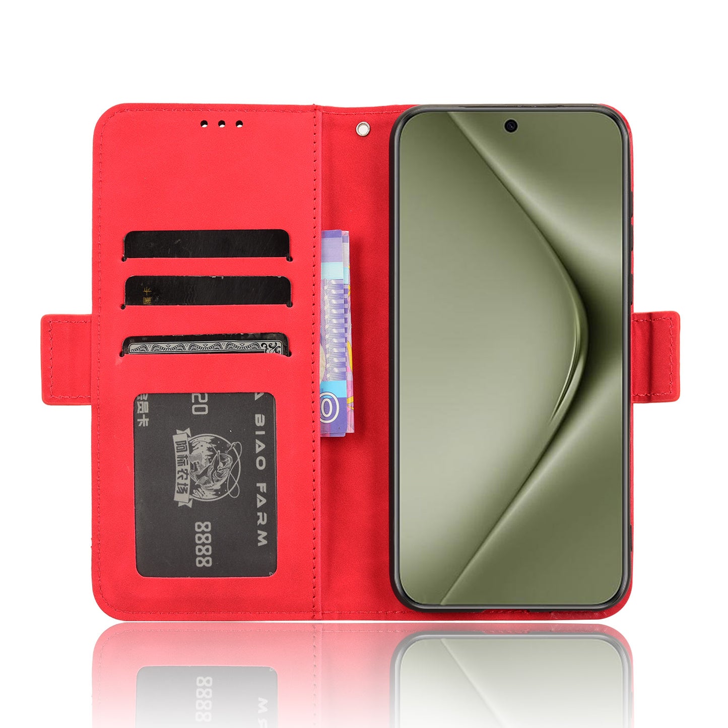 For Huawei Pura 70 Pro / 70 Pro+ / 70 Ultra Leather Case Multiple Card Slots Phone Cover - Red