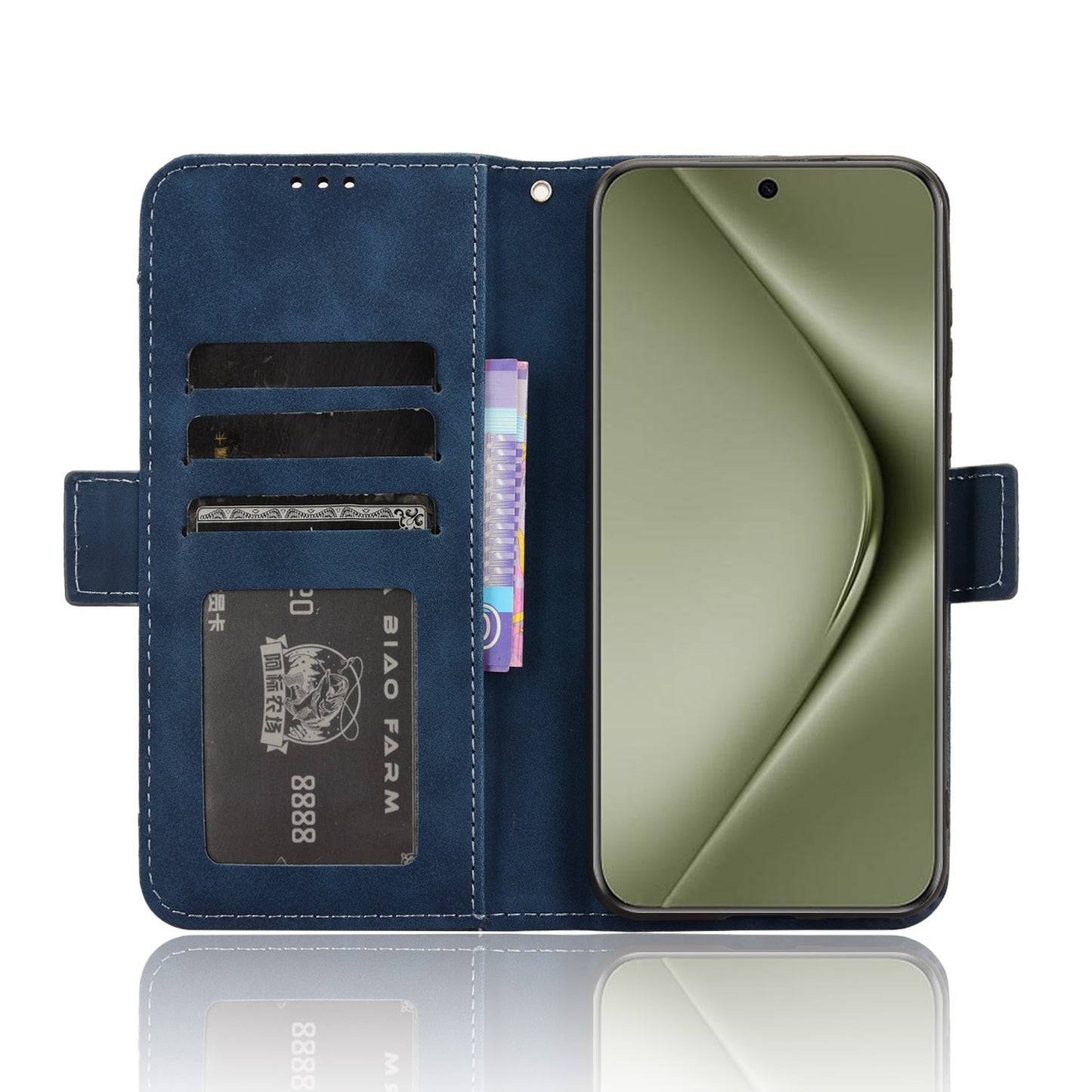 For Huawei Pura 70 Pro / 70 Pro+ / 70 Ultra Leather Case Multiple Card Slots Phone Cover - Blue