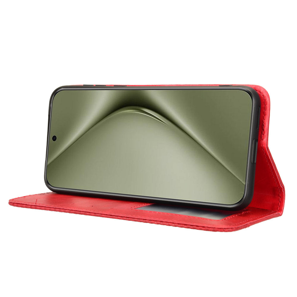 For Huawei Pura 70 Pro / 70 Pro+ / 70 Ultra Case Retro PU Leather Wallet Protective Phone Cover - Red