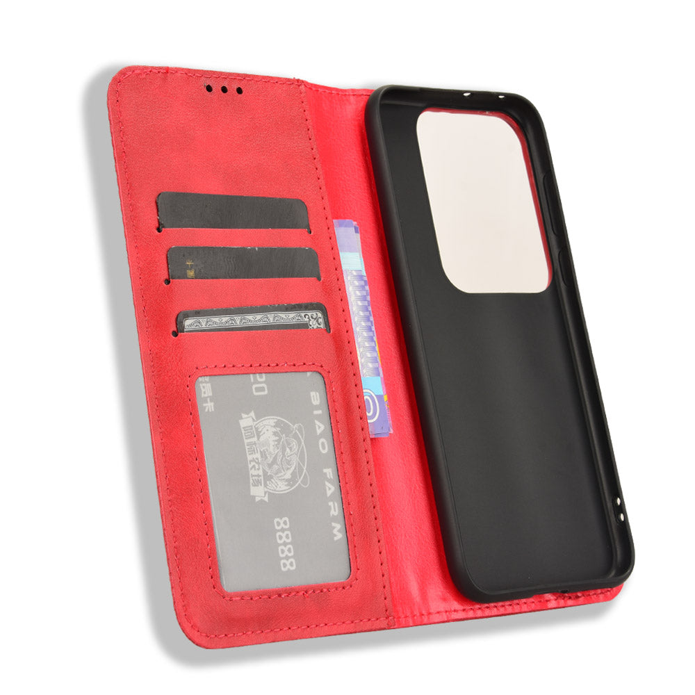 For Huawei Pura 70 Pro / 70 Pro+ / 70 Ultra Case Retro PU Leather Wallet Protective Phone Cover - Red