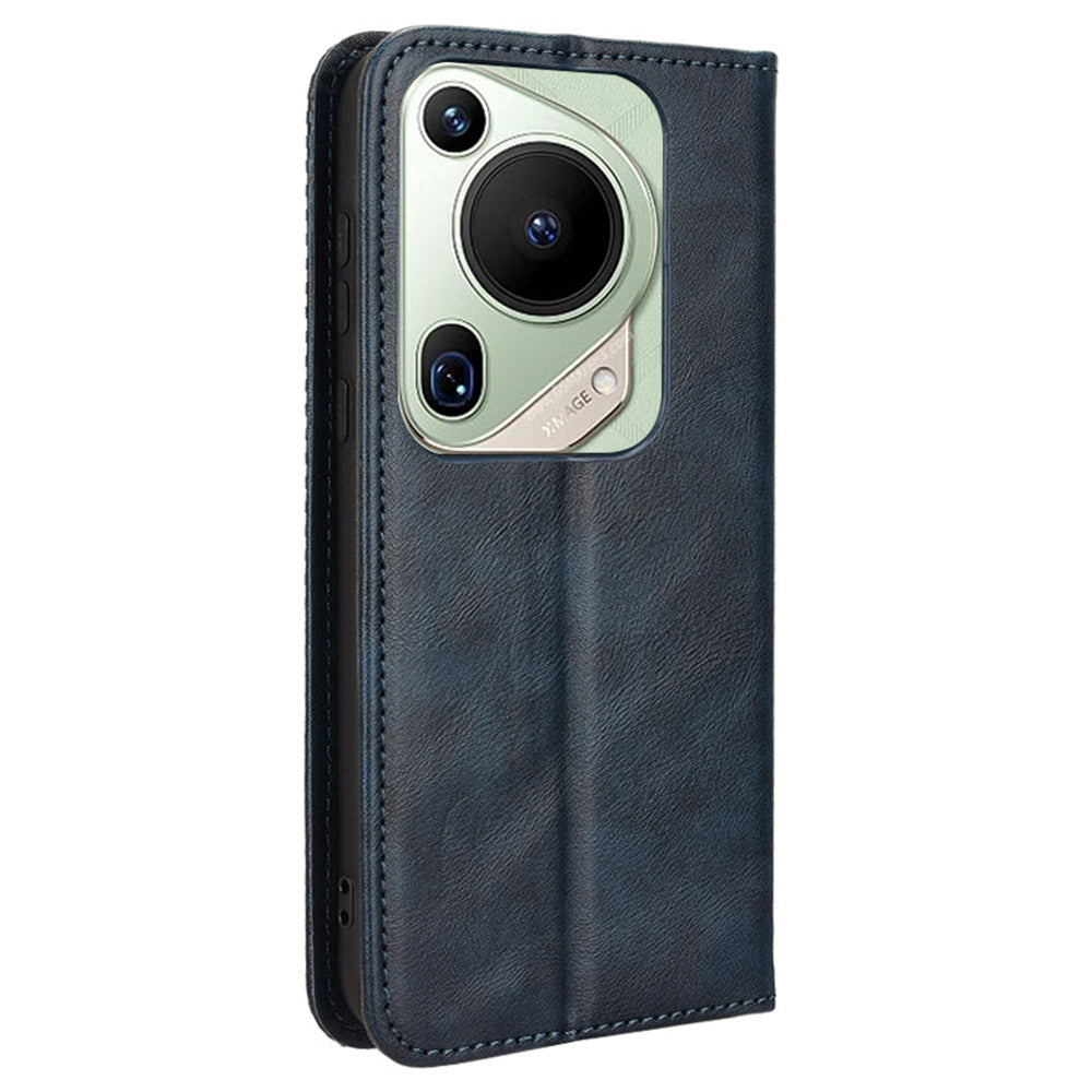 For Huawei Pura 70 Pro / 70 Pro+ / 70 Ultra Case Retro PU Leather Wallet Protective Phone Cover - Blue