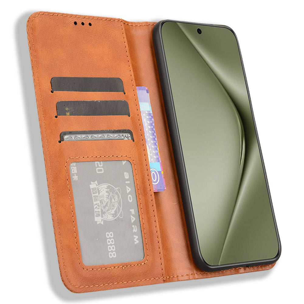 For Huawei Pura 70 Pro / 70 Pro+ / 70 Ultra Case Retro PU Leather Wallet Protective Phone Cover - Brown