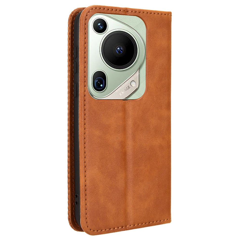 For Huawei Pura 70 Pro / 70 Pro+ / 70 Ultra Case Retro PU Leather Wallet Protective Phone Cover - Brown