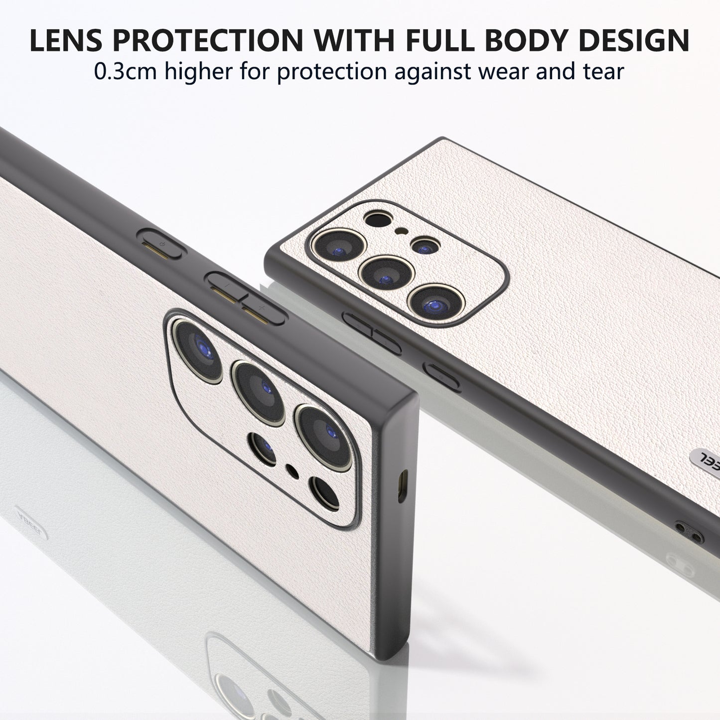 ABEEL For Samsung Galaxy S24 Ultra Case Textured Genuine Cow Leather Anti-Fingerprint Protective Cover - Grey