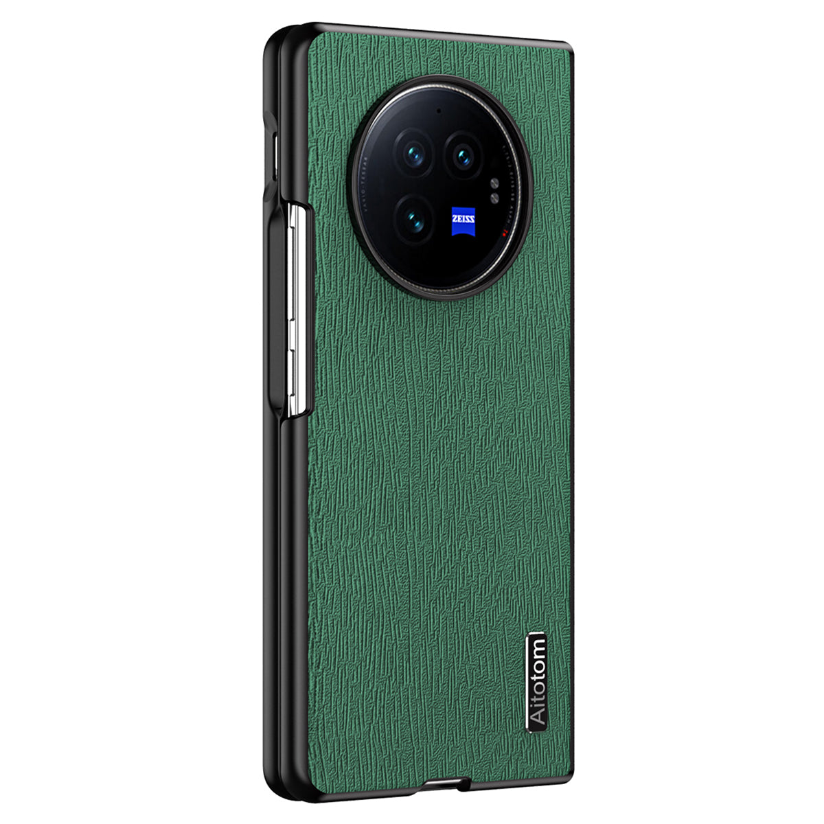 For vivo X Fold3 Pro Case Wood Grain PU Leather+PC+TPU Shockproof Folding Phone Cover - Green