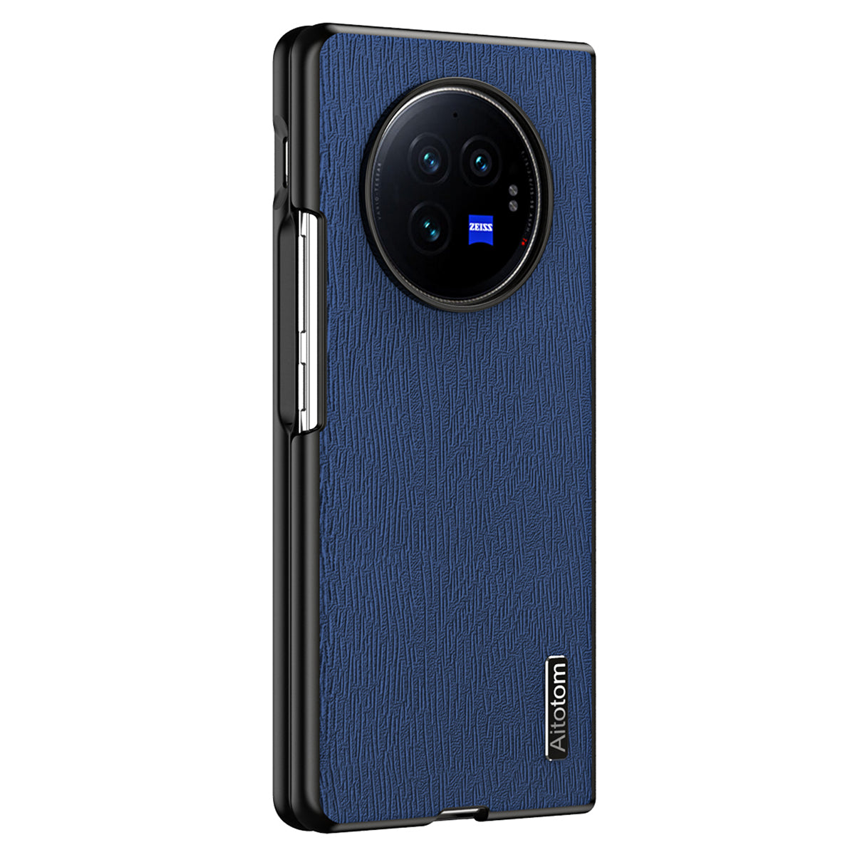 For vivo X Fold3 Pro Case Wood Grain PU Leather+PC+TPU Shockproof Folding Phone Cover - Blue
