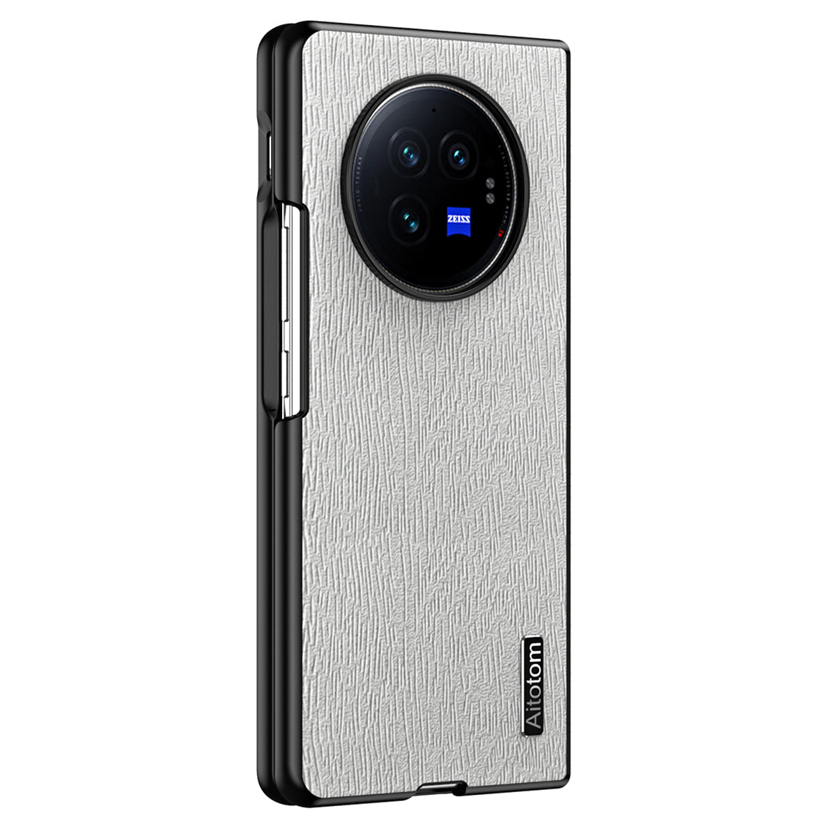 For vivo X Fold3 Case PU Leather+PC+TPU Tree Pattern Slim Protective Phone Cover - Grey