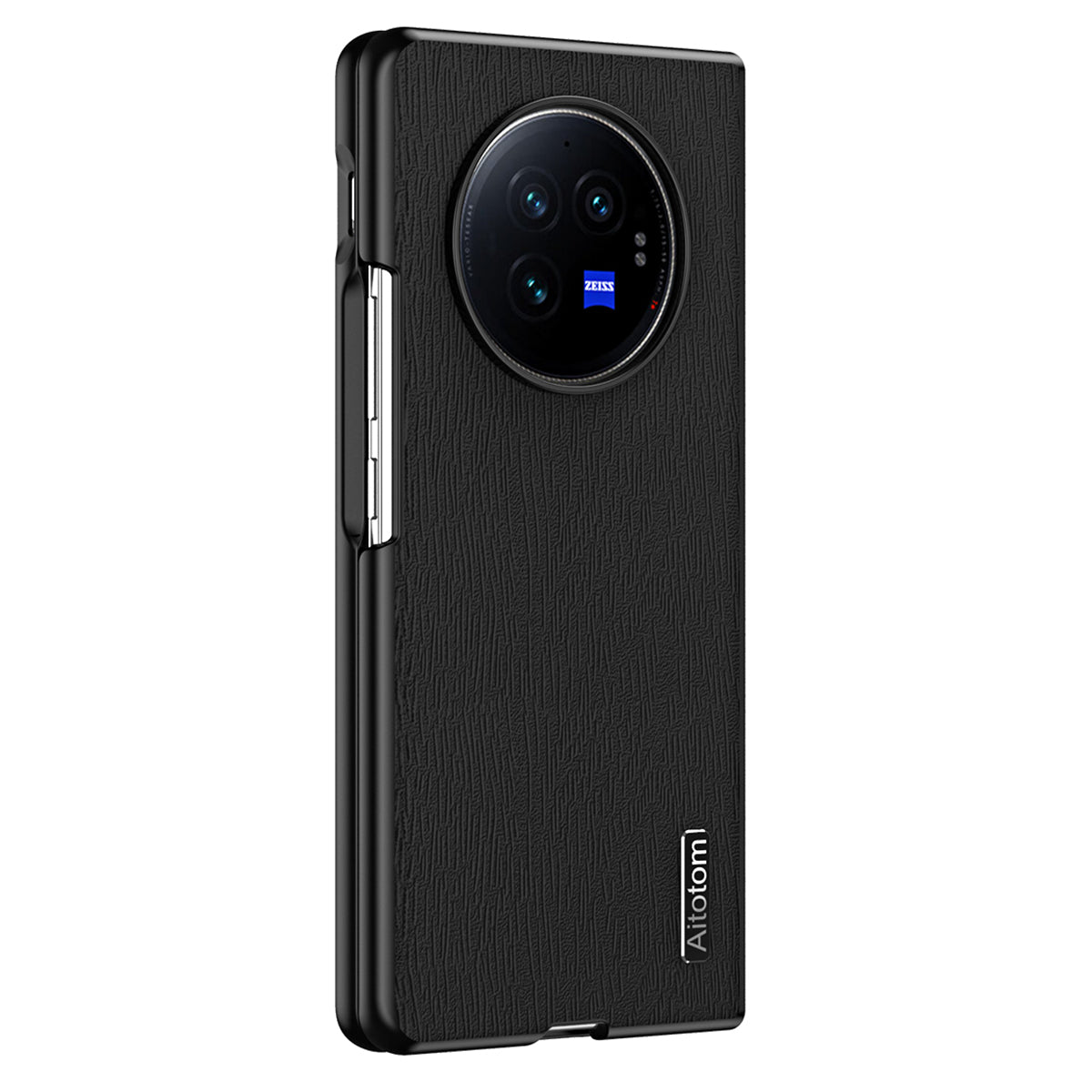 For vivo X Fold3 Case PU Leather+PC+TPU Tree Pattern Slim Protective Phone Cover - Black