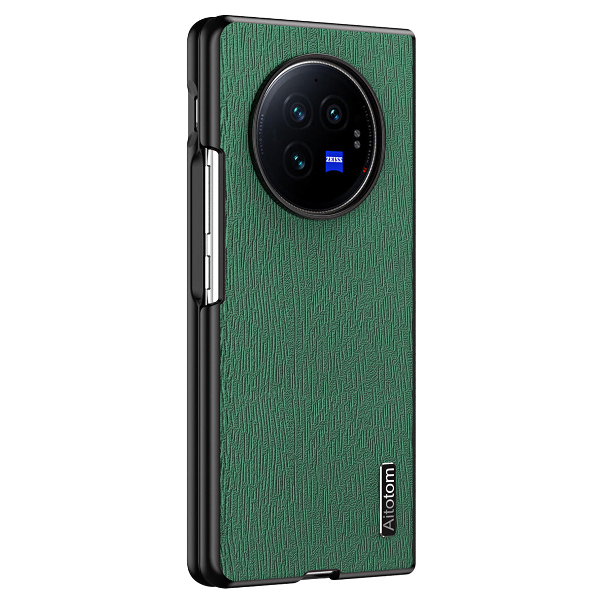 For vivo X Fold3 Case PU Leather+PC+TPU Tree Pattern Slim Protective Phone Cover - Green