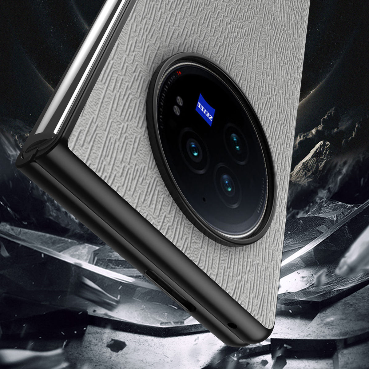 For vivo X Fold3 Case PU Leather+PC+TPU Tree Pattern Slim Protective Phone Cover - Blue