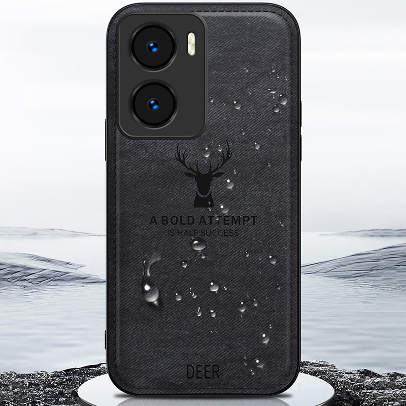 For Honor Play 40 Plus 5G Cloth Texture Wholesale Phone Cases Deer Pattern Leather+PC+TPU Phone Cover - Grey