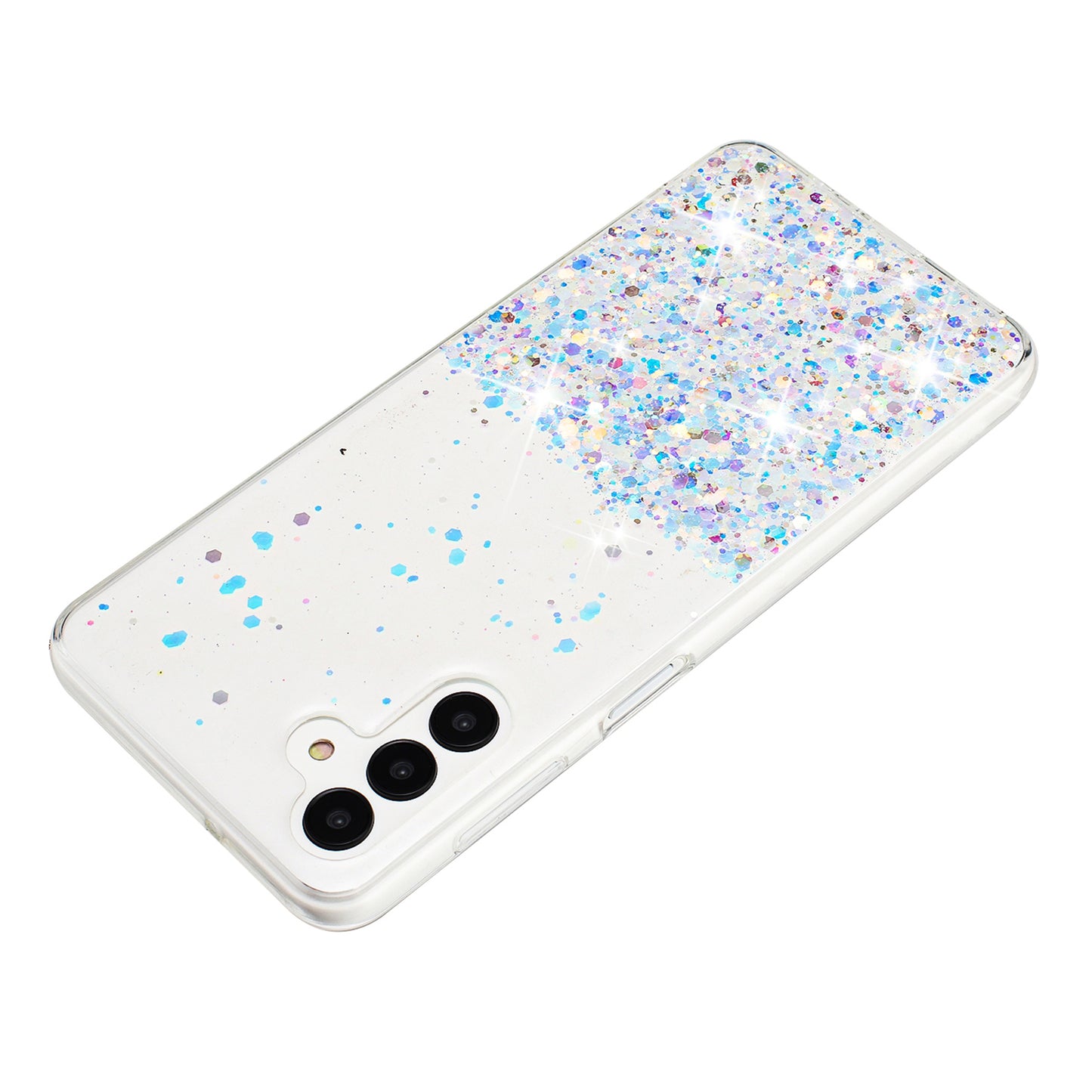 For Samsung Galaxy S24+ Case Luminous Sequins Anti-fall TPU Mobile Phone Cover - White