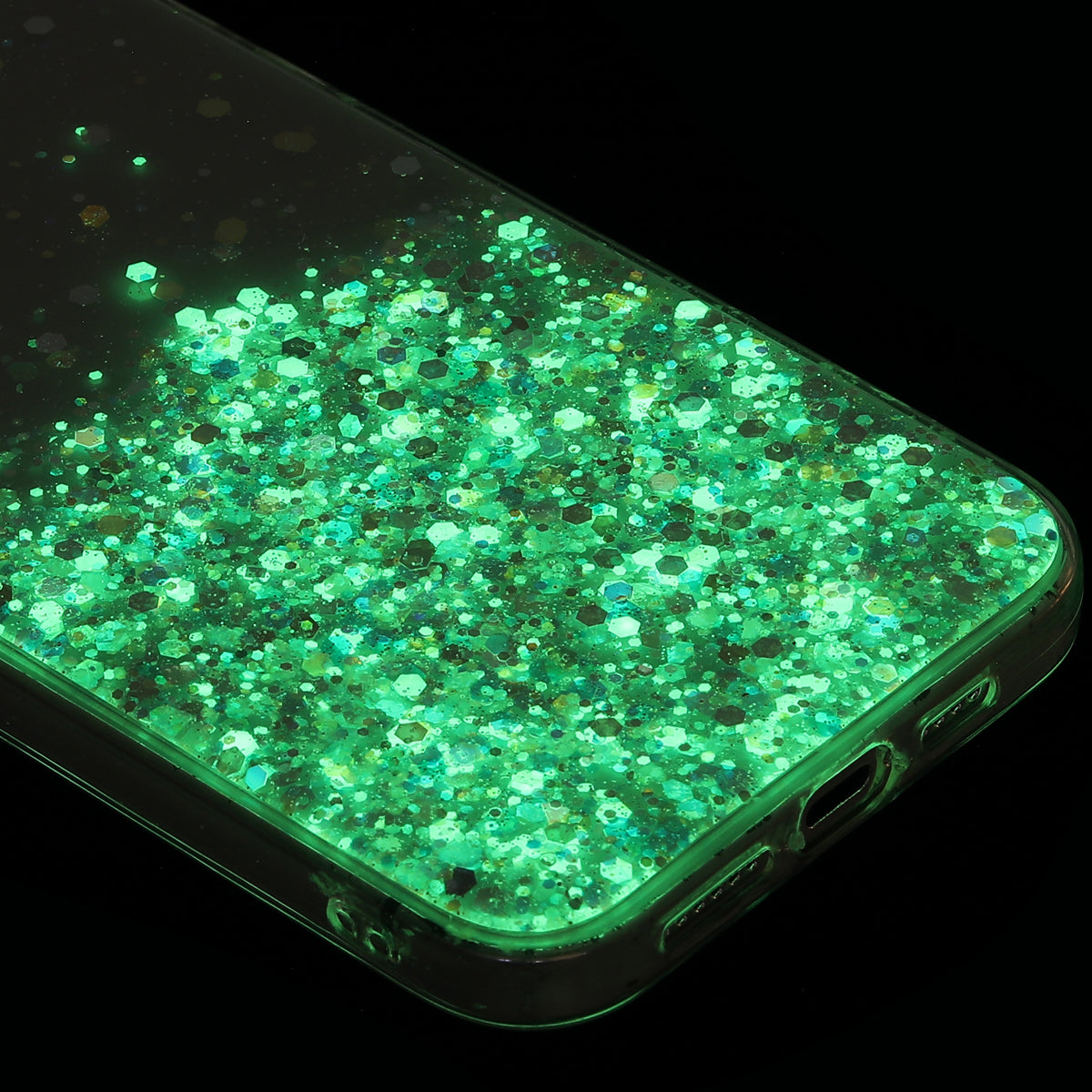 For Samsung Galaxy S24 Case Sparkle Sequins Luminous Epoxy TPU Phone Cover - White