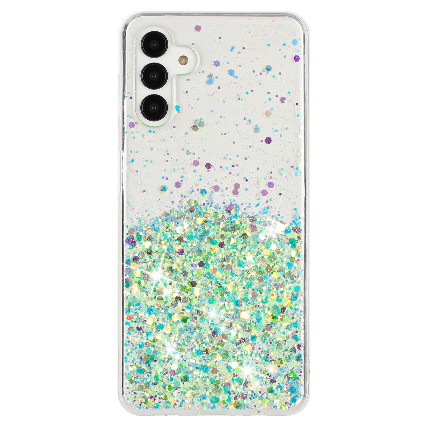 For Samsung Galaxy S24 Case Sparkle Sequins Luminous Epoxy TPU Phone Cover - Green