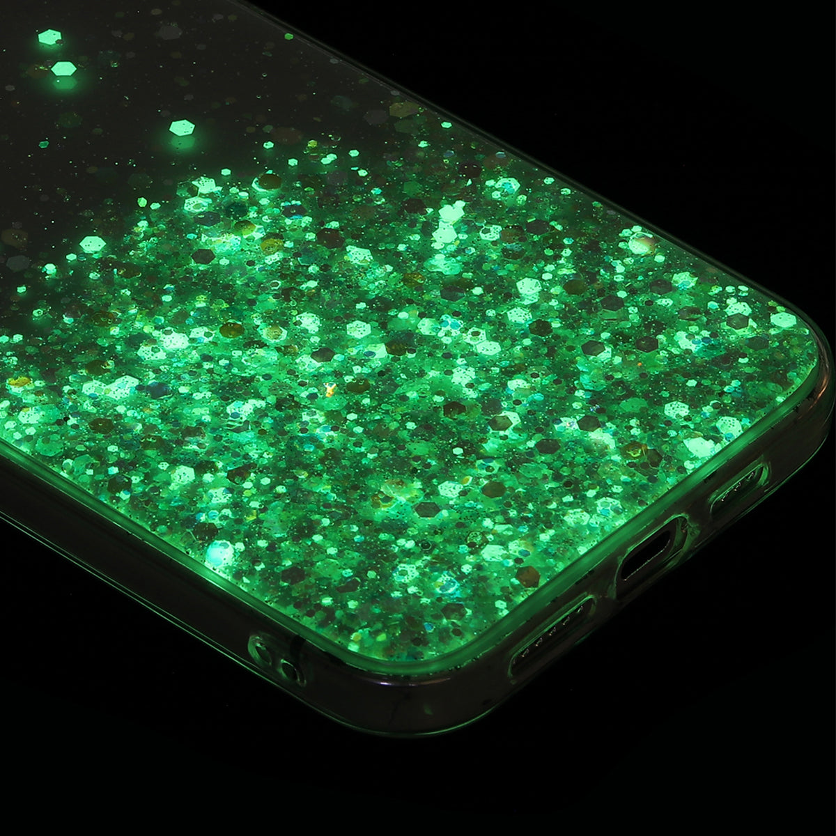 For Samsung Galaxy S24 Case Sparkle Sequins Luminous Epoxy TPU Phone Cover - Green